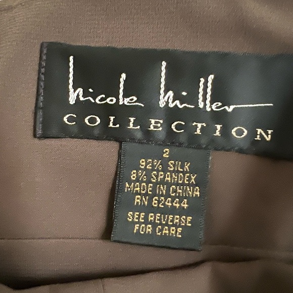 Rare Nicole Miller Collection Bustier Silk Top in Sienna and Taupe - Picture 8 of 14